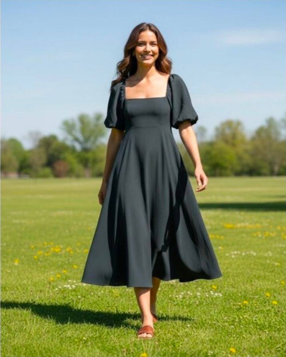 Hill House Home The Scarlett Midi Nap Dress in Textured Clip Dot